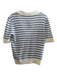 Pistola Size M White & Blue Acrylic Wool Striped V Neck Knit Top White & Blue / M
