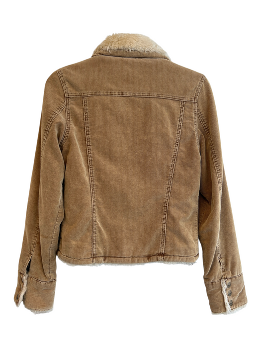 Tango Size Est. XS Brown Cotton Corduroy fur accent Long Sleeve Zip front Jacket Brown / Est. XS