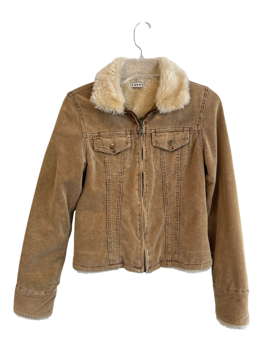 Tango Size Est. XS Brown Cotton Corduroy fur accent Long Sleeve Zip front Jacket Brown / Est. XS