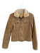 Tango Size Est. XS Brown Cotton Corduroy fur accent Long Sleeve Zip front Jacket Brown / Est. XS