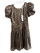 Love Shack Fancy Size 2 Gold & Pink Silk Blend Puff Short Sleeve Side Zip Dress Gold & Pink / 2