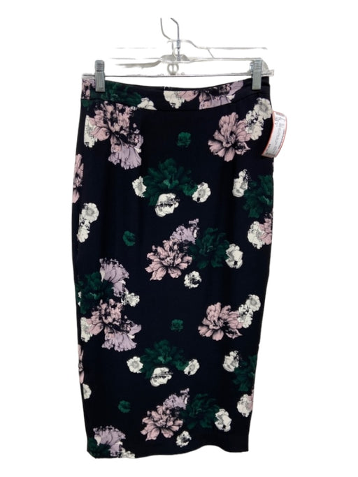A.L.C. Size 4 Black, Pink, Green Silk Floral Pencil Below the Knee Skirt Black, Pink, Green / 4