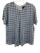 Emporio Armani Size 44 Blue, Gray, White Polyester Short Sleeve Squares Top Blue, Gray, White / 44