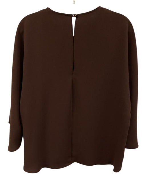 Trina Turk Size Small Brown Polyester Long Bell Sleeve Pleated Back Keyhole Top Brown / Small