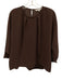 Trina Turk Size Small Brown Polyester Long Bell Sleeve Pleated Back Keyhole Top Brown / Small