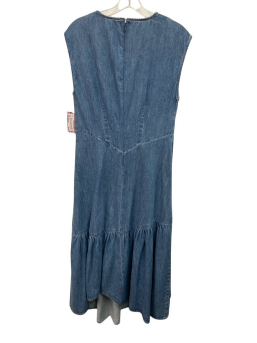 Frame Size Medium Medium Wash Cotton Denim Sleeveless Gathered Tiered Maxi Dress Medium Wash / Medium