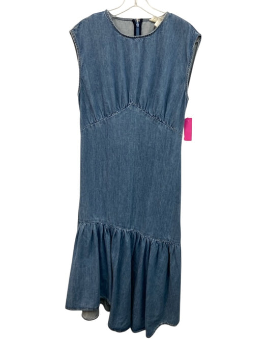 Frame Size Medium Medium Wash Cotton Denim Sleeveless Gathered Tiered Maxi Dress Medium Wash / Medium