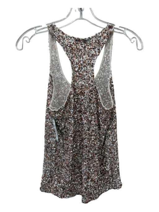 Parker Size XS Brown & Cream Netted Rayon Sequin Tank Racerback Top Brown & Cream / XS