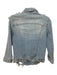 Acquaverde Size S Blue Cotton Blend Button Front Distressed Detail Crop Jacket Blue / S