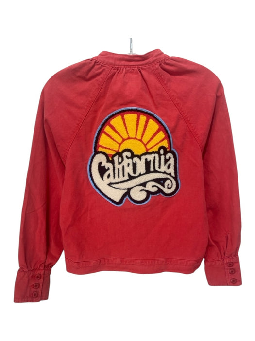 Mother Size XS Salmon Orange Cotton Blend Zip Front Pockets Cropped Jacket Salmon Orange / XS