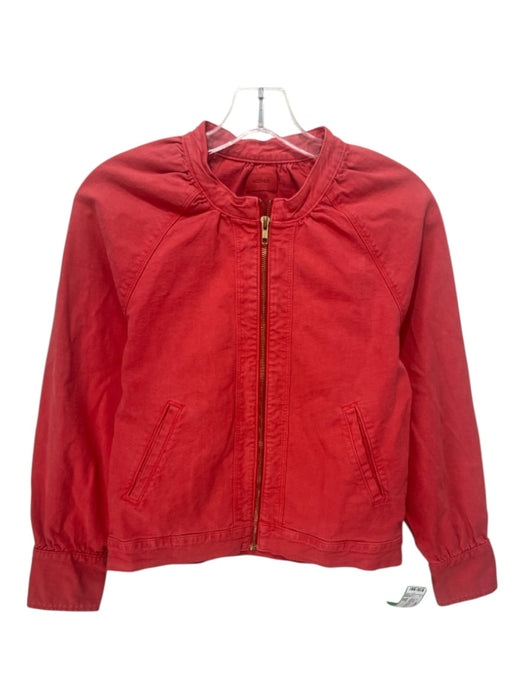 Mother Size XS Salmon Orange Cotton Blend Zip Front Pockets Cropped Jacket Salmon Orange / XS