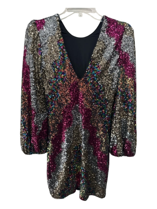Saylor Size XS Pink & Multi Polyester Blend Sequined Wide Neck Mini Dress Pink & Multi / XS