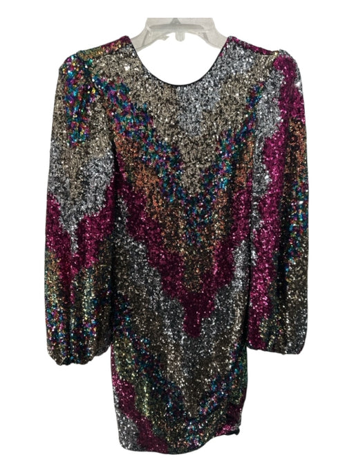 Saylor Size XS Pink & Multi Polyester Blend Sequined Wide Neck Mini Dress Pink & Multi / XS