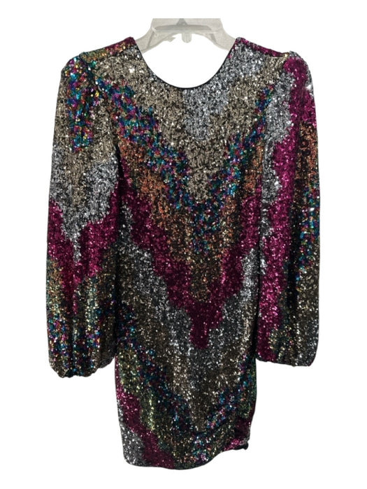 Saylor Size XS Pink & Multi Polyester Blend Sequined Wide Neck Mini Dress Pink & Multi / XS