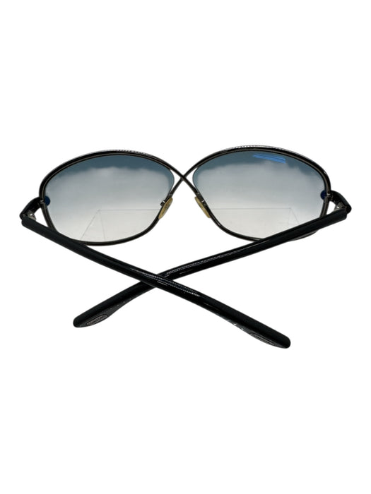 Tom Ford Silver & Black Acetate & Metal Blue Tint Oversize Gradient Sunglasses Silver & Black