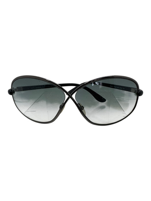 Tom Ford Silver & Black Acetate & Metal Blue Tint Oversize Gradient Sunglasses Silver & Black
