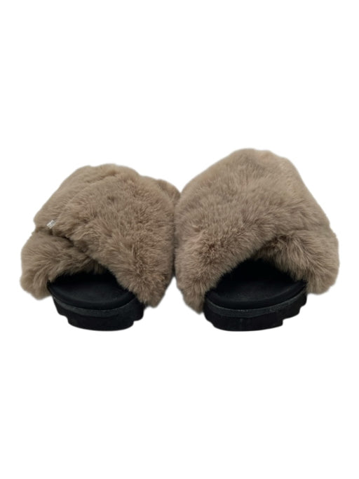 Roam Shoe Size 36 Black & Brown EVA Faux Fur Criss Cross Memory Foam Sandals Black & Brown / 36