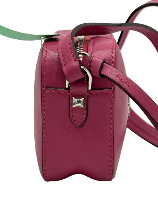 Jimmy Choo Pink Leather silver tone hardware Camera Zip closure Crossbody Bag