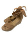 Splendid Shoe Size 8.5 Beige Suede Criss Cross Open Toe Ankle Tie Wedges Beige / 8.5