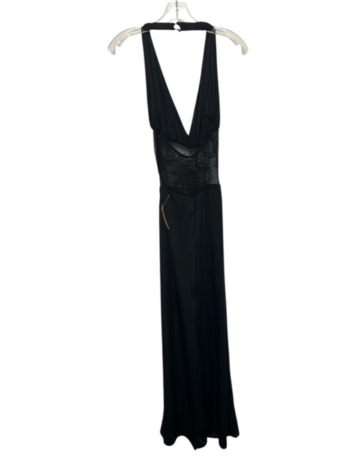Meshki Size XS Black Polyester Blend Sleeveless Lace Halter Neck Ruched Dress Black / XS