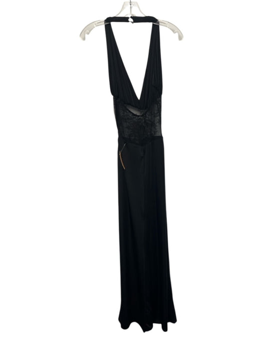 Meshki Size XS Black Polyester Blend Sleeveless Lace Halter Neck Ruched Dress Black / XS