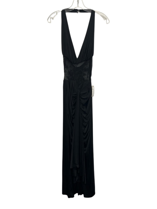 Meshki Size XS Black Polyester Blend Sleeveless Lace Halter Neck Ruched Dress Black / XS