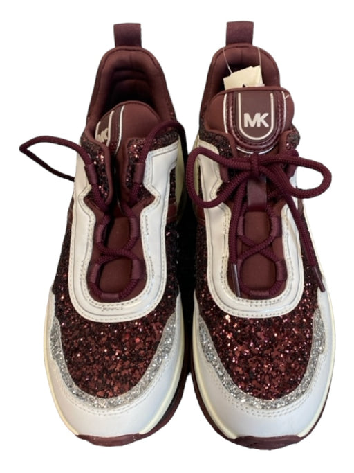 Michael Kors Shoe Size 8 White & Burgundy Mixed Fabric Transparent Sparkle Shoes White & Burgundy / 8