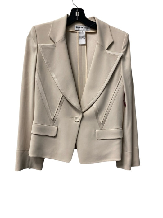 Sonia Rykiel Size 38 Cream Acetate Blend Wide Lapel One Button Tonal Jacket Cream / 38