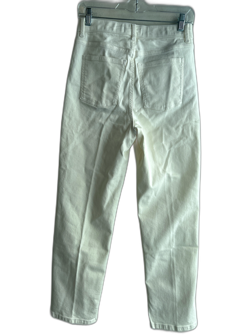Spanx Size 8 Cream Cotton Blend Zip & Button Mid Rise Straight Leg Jeans Cream / 8