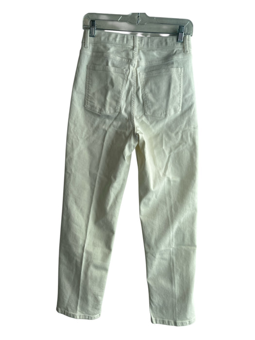 Spanx Size 8 Cream Cotton Blend Zip & Button Mid Rise Straight Leg Jeans Cream / 8
