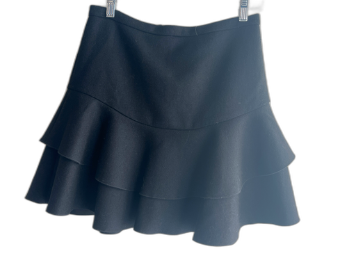 J. Crew Size 0 Black Wool Blend Side Zip Tiered High Rise Above Knee Skirt Black / 0