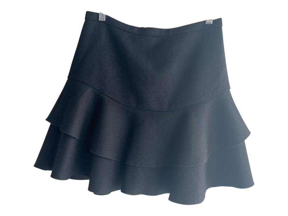 J. Crew Size 0 Black Wool Blend Side Zip Tiered High Rise Above Knee Skirt Black / 0