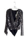 Zara Size S Gray & Black Polyester Faux Wrap Long Sleeve Sequin Button Bodysuit Gray & Black / S