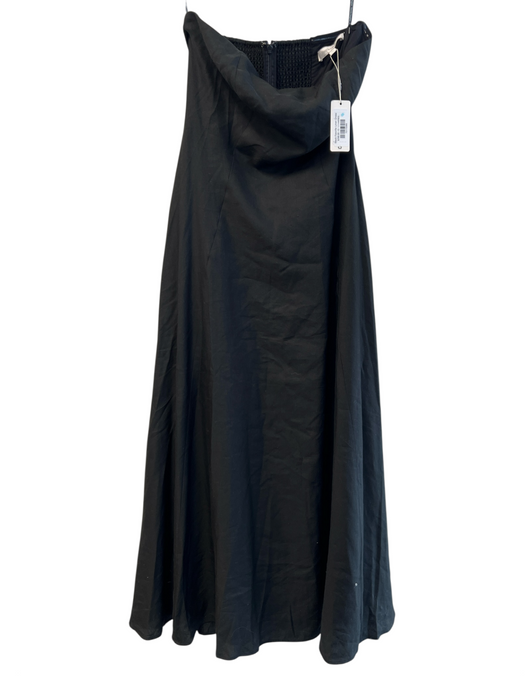 Favorite Daughter Size 6 Black Lyocell Strapless solid color Shirred Back Dress Black / 6