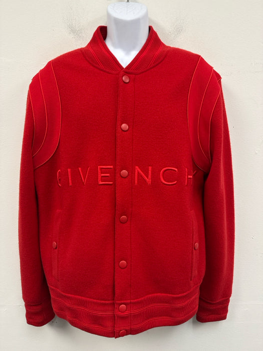 Givenchy Like New Size L Red Wool Solid Varsity Bomber Men's Jacket