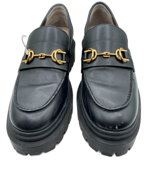 Stuart Weitzman Shoe Size 37.5 Black Leather Gold hardware Horsebit loafer Flats Black / 37.5