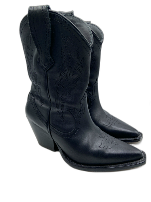 Thursday Boot Co. Shoe Size 7.5 Black Leather Stitching Pointed Cow Boy Booties Black / 7.5
