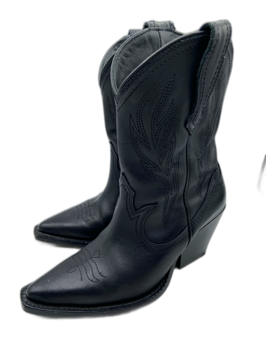 Thursday Boot Co. Shoe Size 7.5 Black Leather Stitching Pointed Cow Boy Booties Black / 7.5