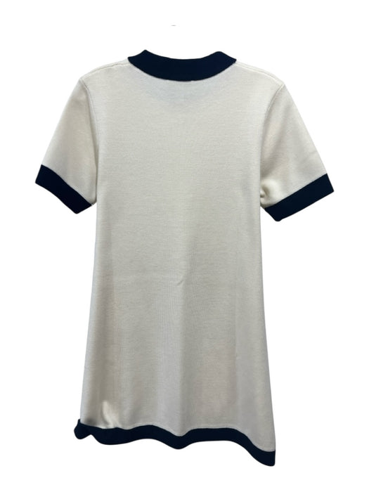 Tuckernuck Size XS Cream & Black Polyester & Nylon Short Sleeve Knit Mini Dress Cream & Black / XS