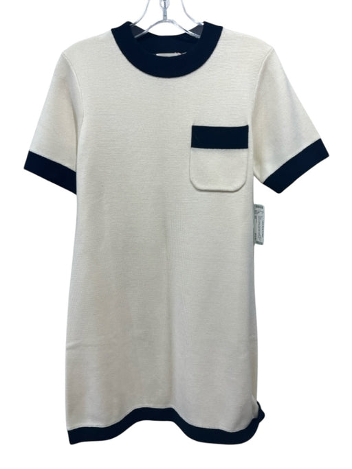 Tuckernuck Size XS Cream & Black Polyester & Nylon Short Sleeve Knit Mini Dress Cream & Black / XS