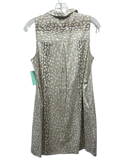 Tuckernuck Size XS Beige & White Cotton & Spandex Sleeveless Fawn Print Dress Beige & White / XS