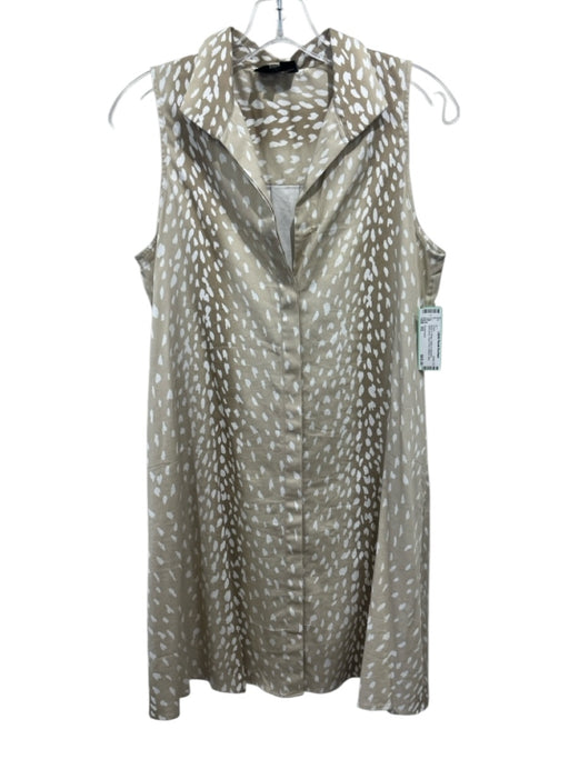 Tuckernuck Size XS Beige & White Cotton & Spandex Sleeveless Fawn Print Dress Beige & White / XS