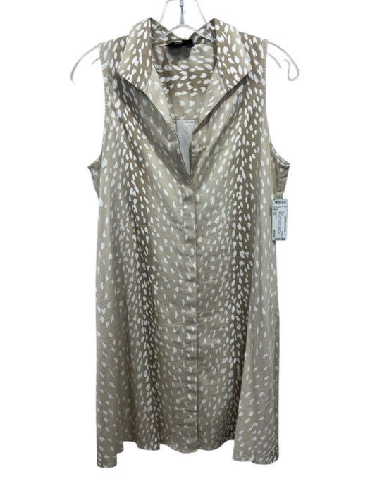 Tuckernuck Size XS Beige & White Cotton & Spandex Sleeveless Fawn Print Dress Beige & White / XS