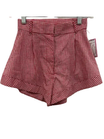 Miscreants Size 6 Red & White No Fabric Tag Gingham Spaghetti Strap Short Set
