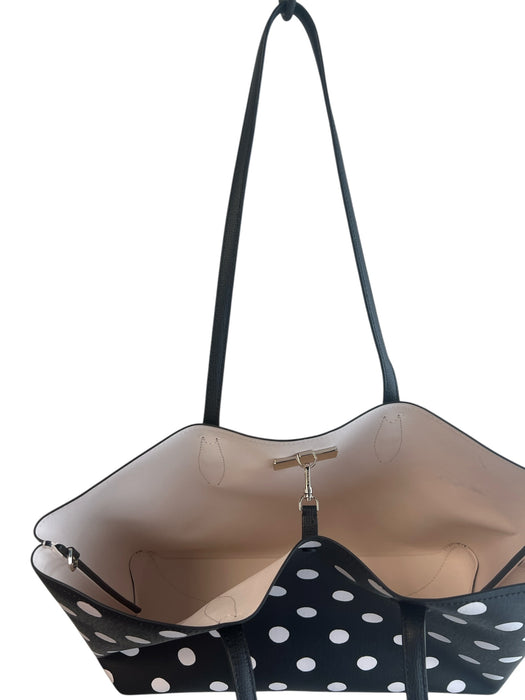 Kate Spade Black & White Leather Polka Dot shoulder bag Purse Black & White / Large