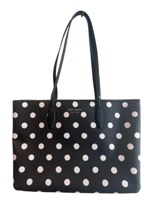 Kate Spade Black & White Leather Polka Dot shoulder bag Purse Black & White / Large