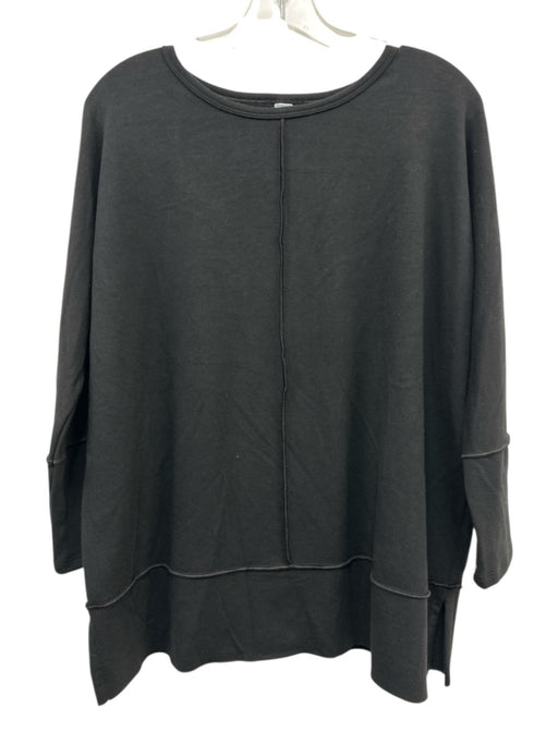 Spanx Size XS Black Polyester Blend Exposed Seams 3/4 Sleeve Top Black / XS