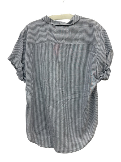 XiRENA Size XS Blue & White Cotton Striped Button Up Top Blue & White / XS