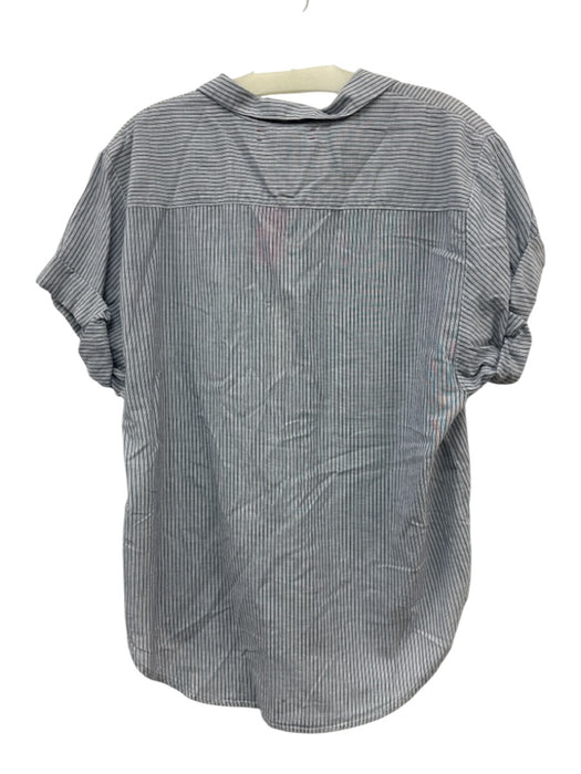 XiRENA Size XS Blue & White Cotton Striped Button Up Top Blue & White / XS