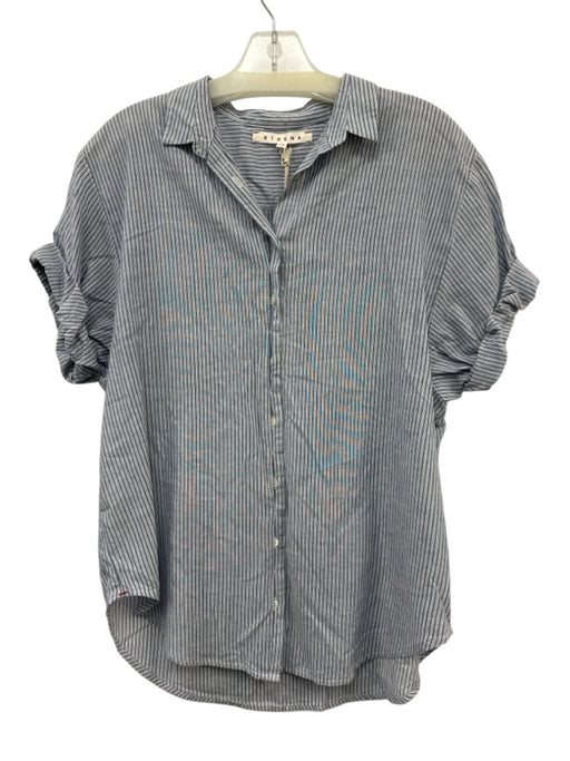 XiRENA Size XS Blue & White Cotton Striped Button Up Top Blue & White / XS